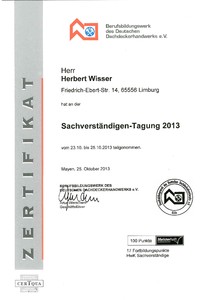 Zertifikat Sachverstndigentagung 2013