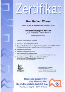 Zertifikat Meisterinfotage 2013