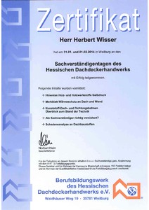 Zertifikat Sachverständigentagung 2014